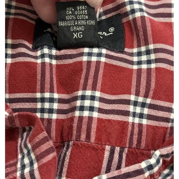 Eddie Bauer Flannel Shirt Mens Size XL Tall 100% Cotton Long Sleeve Red Plaid - Picture 8 of 16